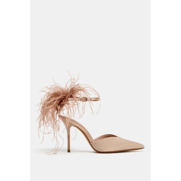 ZARA FEATHER HIGH HEELS - Picture 1 of 4